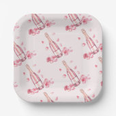 Blumiger Champagner | Braut-Shower-Brunch Pappteller (Vorderseite)