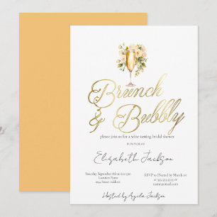 Blumiger Champagner-Brunch & Prickelnde Brautparty Einladung