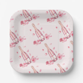 Blumiger Champagner | Junggesellinnen-Abschiedsbru Pappteller