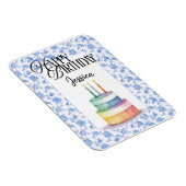 Blumiger christlicher Geburtstag in Blau Magnet (Rechte Seite)