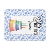 Blumiger christlicher Geburtstag in Blau Magnet (Horizontal)