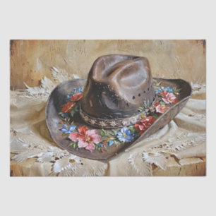 Blumiger Cowgirl-Hut-Decoupage-Seidenpapier Seidenpapier
