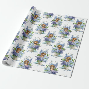 Blumiger Dachshund in Flieder Geschenkpapier