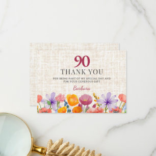 Blumiger Dank zum 80. Geburtstag - Elegante Garten Dankeskarte