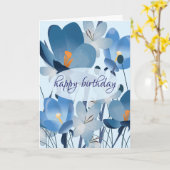 Blumiger Geburtstag in Blau Karte (Gelbe Blume)