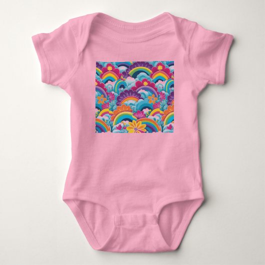 Blumiger Glam Regenbogen Baby Strampler (Vorderseite)