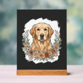 Blumiger Golden Retriever Sublimation Acrylschild (Neutral)