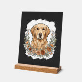 Blumiger Golden Retriever Sublimation Acrylschild (Winkel)