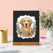 Blumiger Golden Retriever Sublimation Acrylschild (Hochzeit)