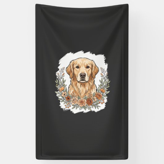 Blumiger Golden Retriever Sublimation Banner (Vertikal)