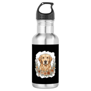 Blumiger Golden Retriever Sublimation Edelstahlflasche
