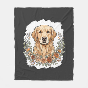 Blumiger Golden Retriever Sublimation Fleecedecke