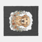 Blumiger Golden Retriever Sublimation Fleecedecke (Vorderseite (Horizontal))