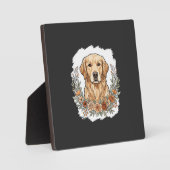 Blumiger Golden Retriever Sublimation Fotoplatte (Vorderseite)