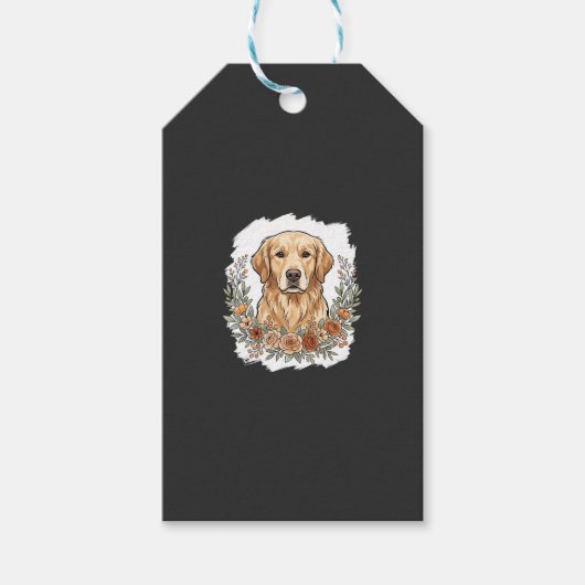 Blumiger Golden Retriever Sublimation Geschenkanhänger (Vorderseite)