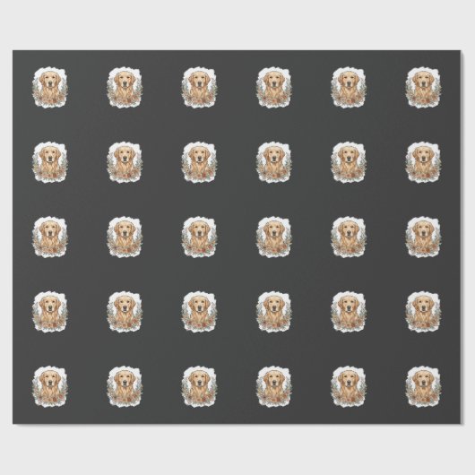 Blumiger Golden Retriever Sublimation Geschenkpapier (Flach)