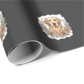 Blumiger Golden Retriever Sublimation Geschenkpapier (Rolleneckpunkt)