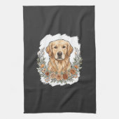 Blumiger Golden Retriever Sublimation Geschirrtuch (Vertikal)