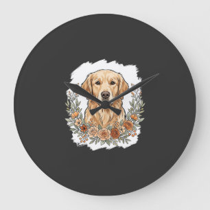 Blumiger Golden Retriever Sublimation Große Wanduhr