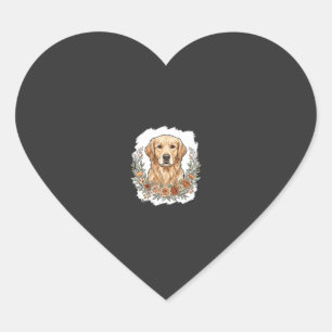 Blumiger Golden Retriever Sublimation Herz-Aufkleber