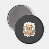 Blumiger Golden Retriever Sublimation Magnet (Vorderseite/Rückseite)