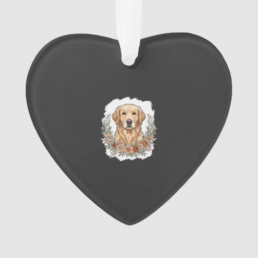 Blumiger Golden Retriever Sublimation Ornament (Vorderseite)