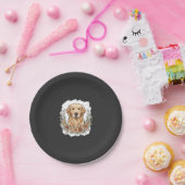 Blumiger Golden Retriever Sublimation Pappteller (Party)
