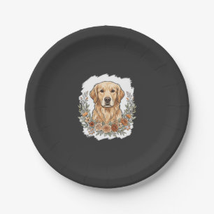 Blumiger Golden Retriever Sublimation Pappteller