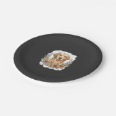 Blumiger Golden Retriever Sublimation Pappteller (Schrägansicht)