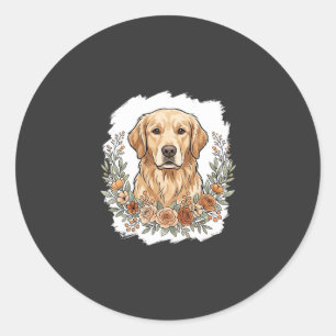 Blumiger Golden Retriever Sublimation Runder Aufkleber