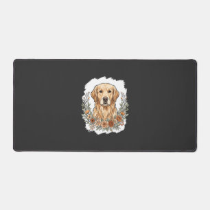 Blumiger Golden Retriever Sublimation Schreibtischunterlage