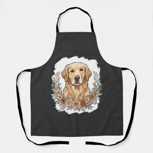 Blumiger Golden Retriever Sublimation Schürze (Vorderseite)