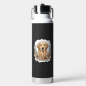 Blumiger Golden Retriever Sublimation Trinkflasche (Vorderseite)