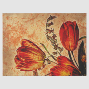Blumiger Grunge Orange Tulpe Decoupage Seidenpapier