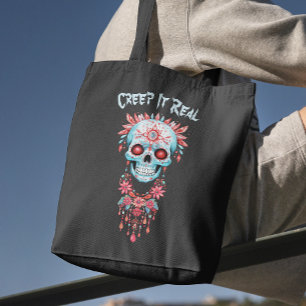 Blumiger Gruseliger Zucker-Schädel Lustiger Hallow Tasche