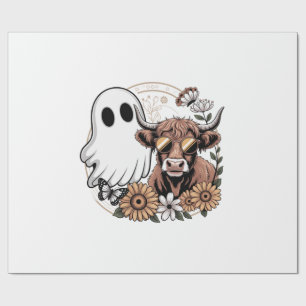 Blumiger Herbst Highland-Kuh-Geist Geschenkpapier