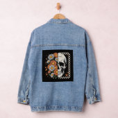 Blumiger Herbst-Skelett-Boho-Halloween Jeansjacke (Hangar)