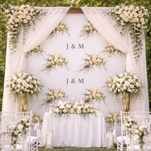 Blumiger Hochzeitsstoff mit Monogramm Braut Bräuti Stoff