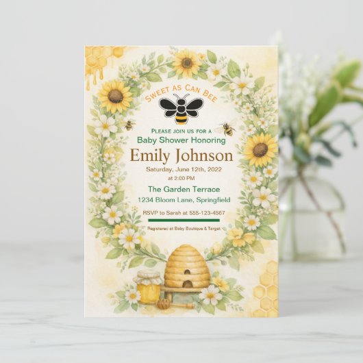 Blumiger Honiggarten Einladung (Stehend Vorderseite)