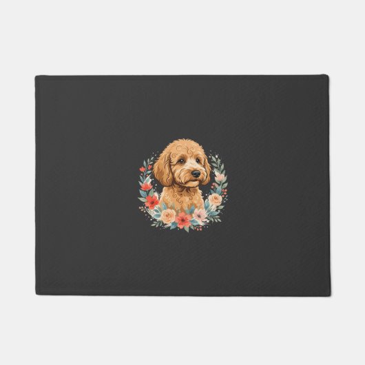 Blumiger Hund Runde Sublimation Fußmatte (Vorderseite)