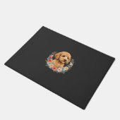 Blumiger Hund Runde Sublimation Fußmatte (Schrägansicht)
