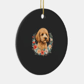 Blumiger Hund Runde Sublimation Keramik Ornament (Rechts)
