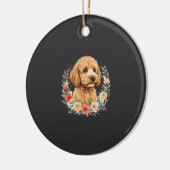 Blumiger Hund Runde Sublimation Keramik Ornament (Links)