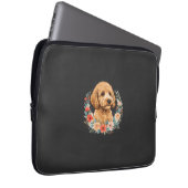 Blumiger Hund Runde Sublimation Laptopschutzhülle (Vorne Rechts)
