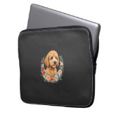 Blumiger Hund Runde Sublimation Laptopschutzhülle (Vorderseite Links)