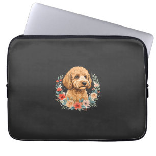 Blumiger Hund Runde Sublimation Laptopschutzhülle