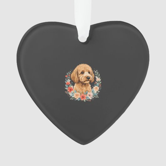Blumiger Hund Runde Sublimation Ornament (Vorderseite)