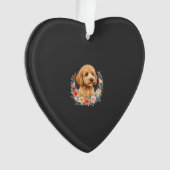 Blumiger Hund Runde Sublimation Ornament (Vorderseite)