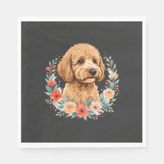 Blumiger Hund Runde Sublimation Serviette (Vorderseite)