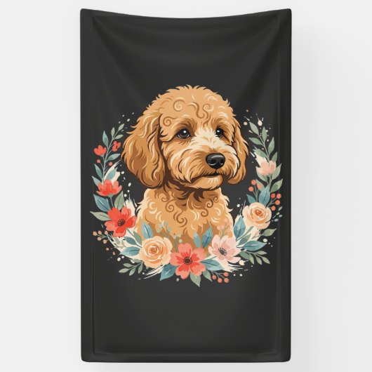 Blumiger Hund Rundes Sublimation Banner (Vertikal)